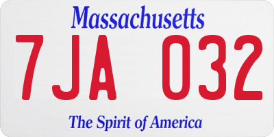 MA license plate 7JA032
