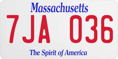 MA license plate 7JA036