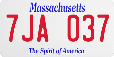 MA license plate 7JA037
