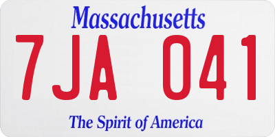 MA license plate 7JA041