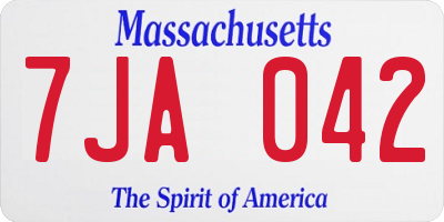 MA license plate 7JA042