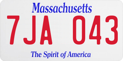 MA license plate 7JA043