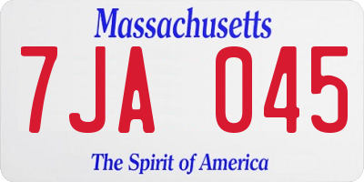 MA license plate 7JA045