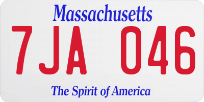 MA license plate 7JA046