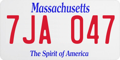 MA license plate 7JA047