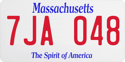 MA license plate 7JA048