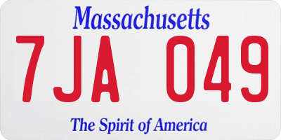 MA license plate 7JA049
