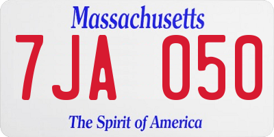 MA license plate 7JA050