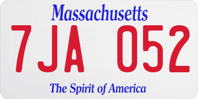 MA license plate 7JA052
