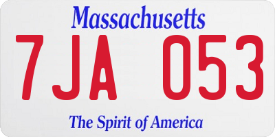 MA license plate 7JA053