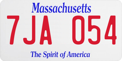 MA license plate 7JA054