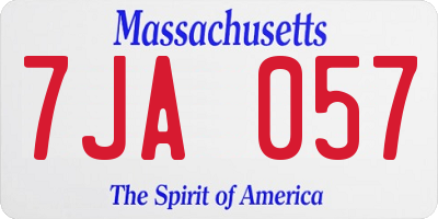 MA license plate 7JA057