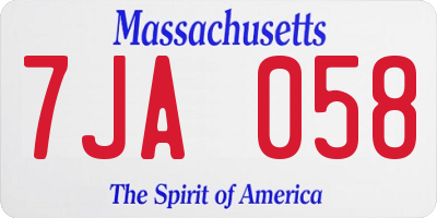 MA license plate 7JA058