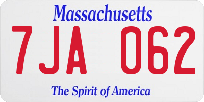 MA license plate 7JA062