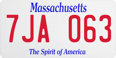 MA license plate 7JA063