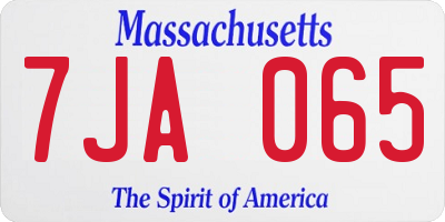 MA license plate 7JA065
