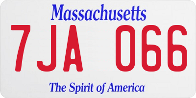 MA license plate 7JA066
