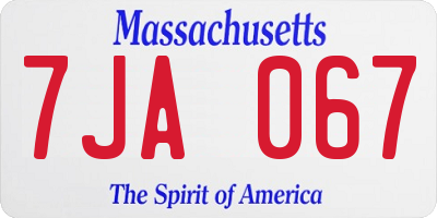 MA license plate 7JA067