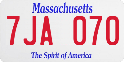 MA license plate 7JA070