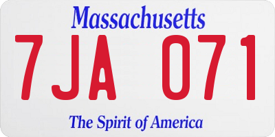 MA license plate 7JA071