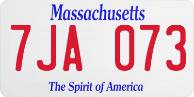 MA license plate 7JA073