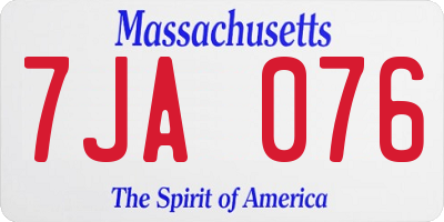 MA license plate 7JA076