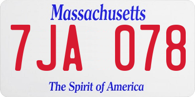 MA license plate 7JA078