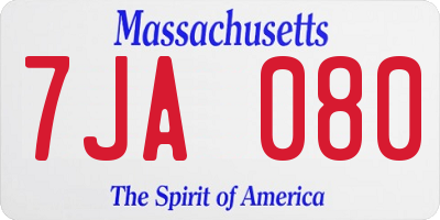 MA license plate 7JA080