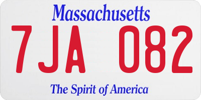 MA license plate 7JA082