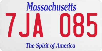 MA license plate 7JA085
