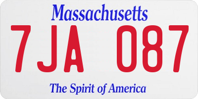 MA license plate 7JA087