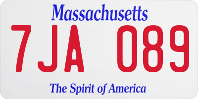 MA license plate 7JA089