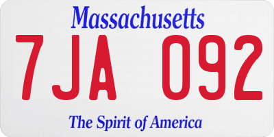 MA license plate 7JA092