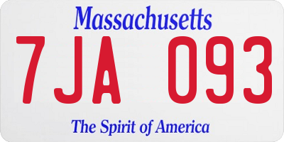 MA license plate 7JA093