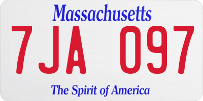 MA license plate 7JA097