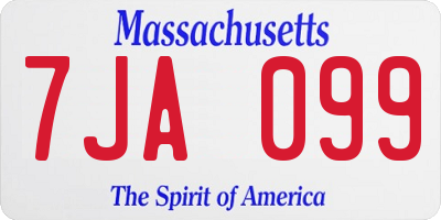 MA license plate 7JA099