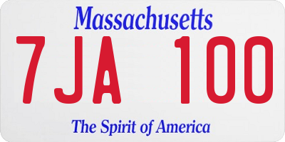 MA license plate 7JA100