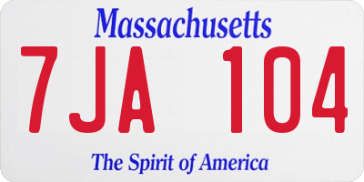 MA license plate 7JA104