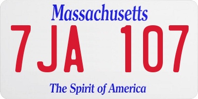 MA license plate 7JA107