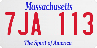 MA license plate 7JA113