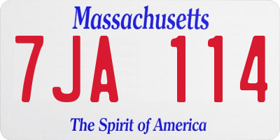 MA license plate 7JA114