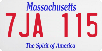MA license plate 7JA115