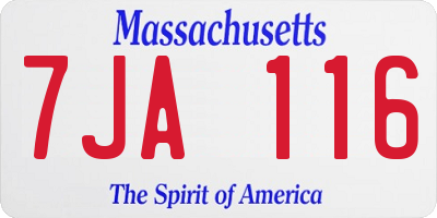 MA license plate 7JA116