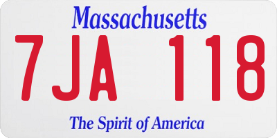 MA license plate 7JA118