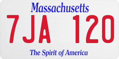 MA license plate 7JA120