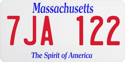 MA license plate 7JA122