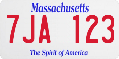 MA license plate 7JA123