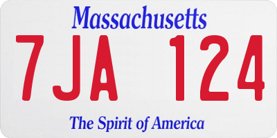MA license plate 7JA124