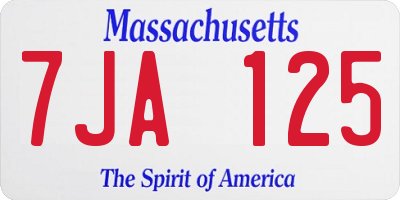 MA license plate 7JA125