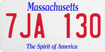 MA license plate 7JA130